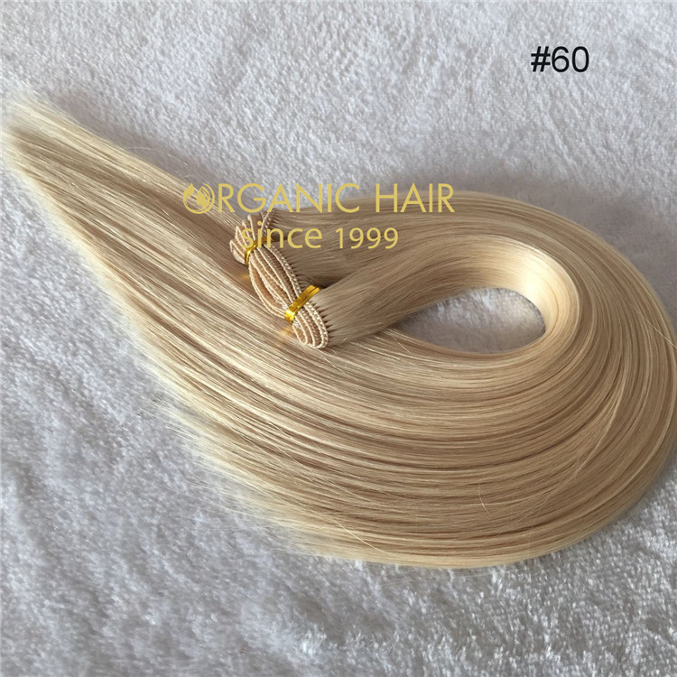 Top quality hair extensions hand tied weft--color #60   C33